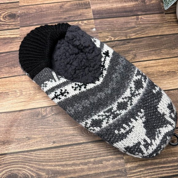 NWT Northeast Outfitters Men's Cozy Cabin Slippers Size Large (Black Grey Moose) - Picture 7 of 8